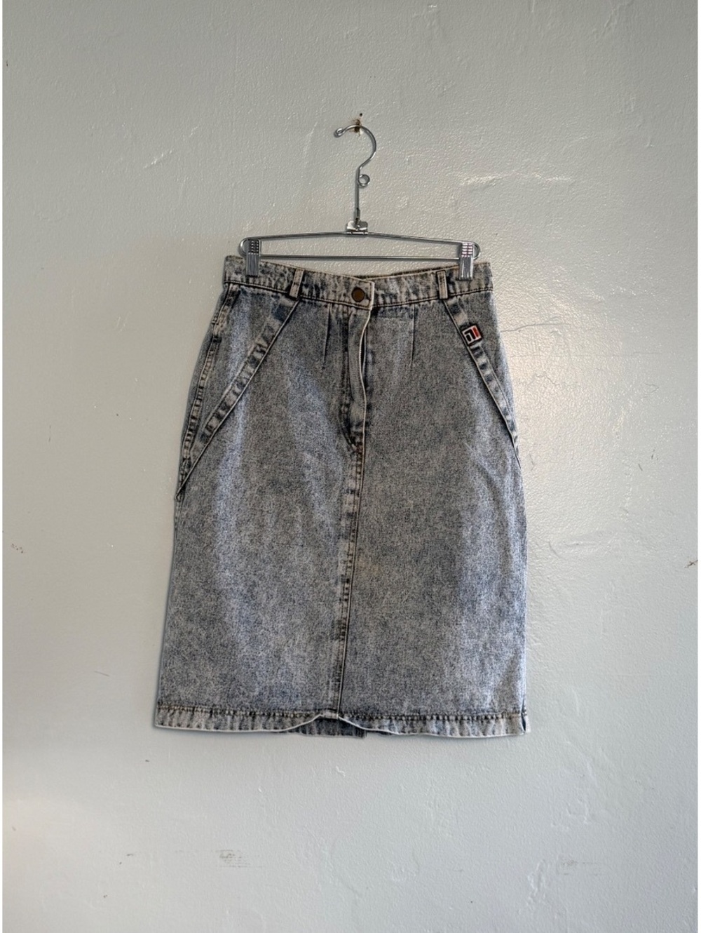 1990s Vintage Fila Acid Wash Denim Skirt